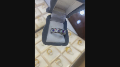 Fine Silver 999.9 Luminous Opal Inlay Ring