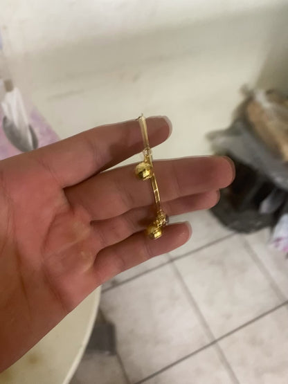 21k Yellow Gold Anklet with Bell Charms, Opal, and Meenakari